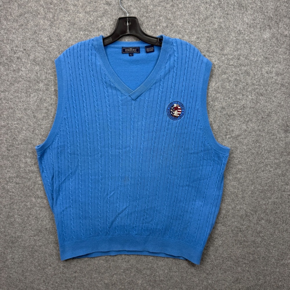 Pinehurst Collection Mens Blue 2005 US‎ Open Golf Cable Knit Sweater Vest Large
